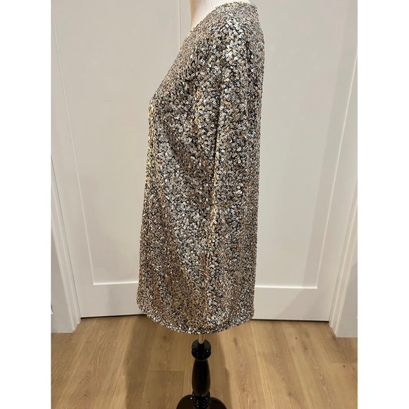OPT by Anthropologie Glam Oversized All Over Sequin Long Sleeve Mini Dress Small - Picture 3 of 9